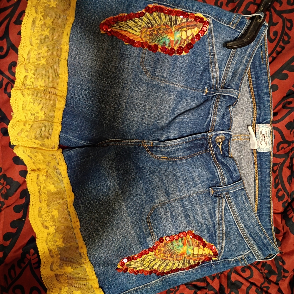 Levi's Blue Denim with Yellow and Red Accents